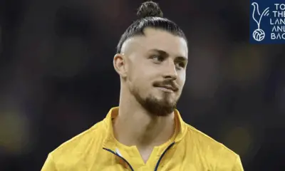 Radu Dragusin in action for Tottenham, facing an uncertain future as transfer rumors swirl around Inter Milan and Napoli